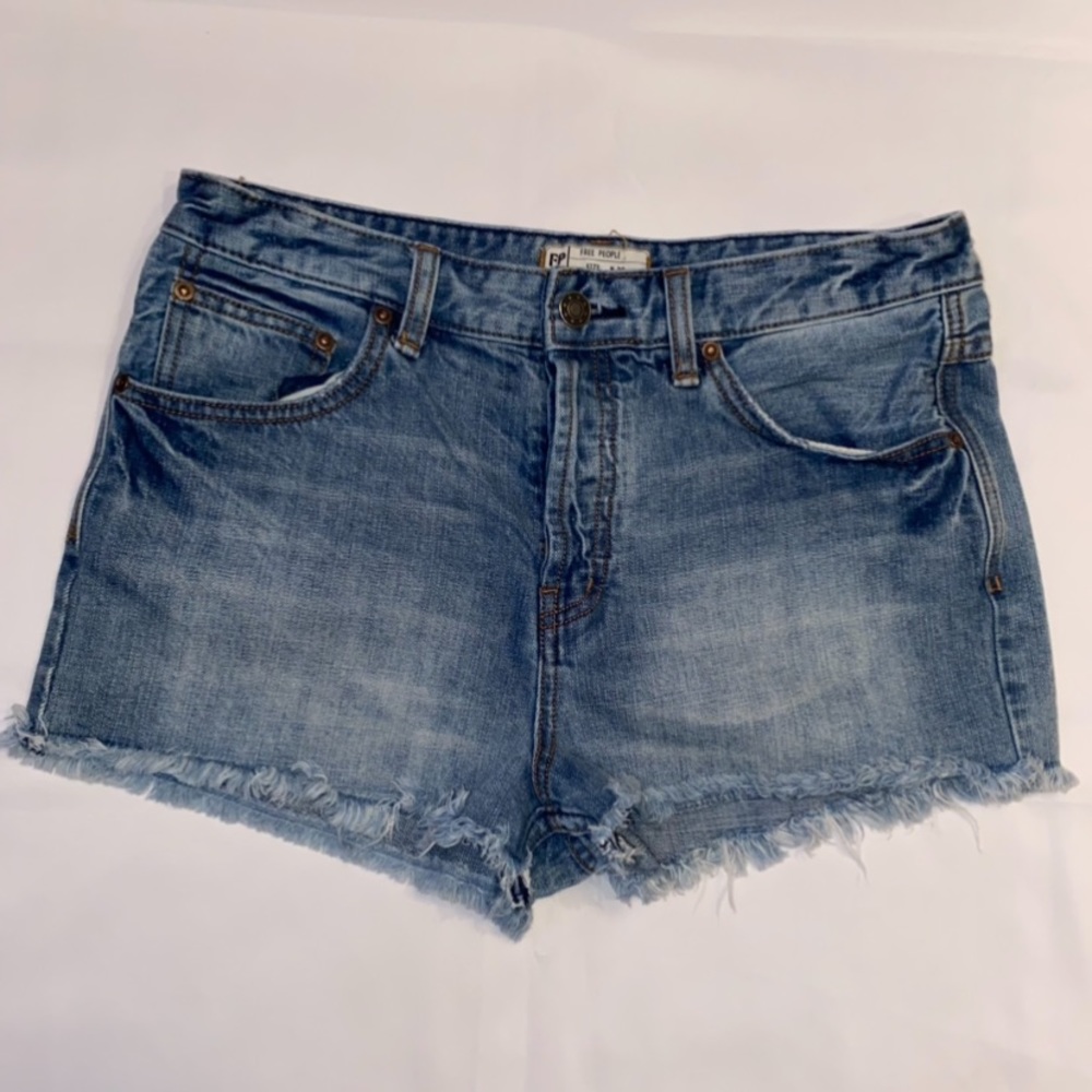 Free People Button Fly Cut-Off Jean Shorts
